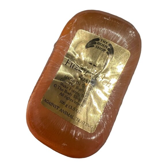Vintage NOS The Body Shop Small Curved Back Brush With‎ Fuzzy Peach Soap Bar - Picture 8 of 12